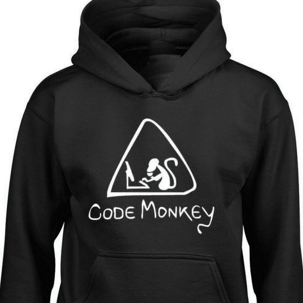 New Code Monkey Black Hoodie Fleece Sweatshirt